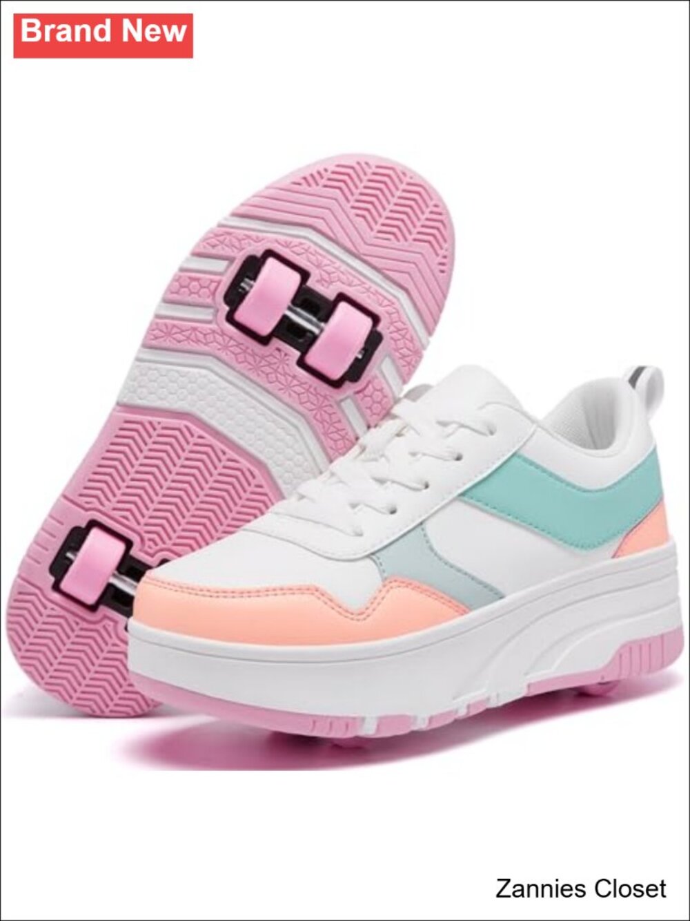 ✨ANEFUN Kids Roller Skate Shoes Detachable Wheeled Sneakers Faux Leather